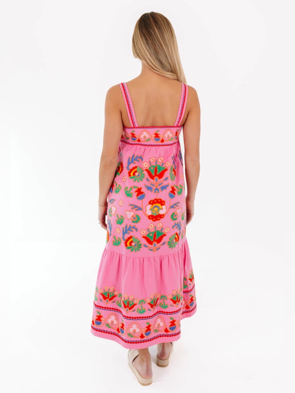 NWT J.Marie HOT PINK EMBROIDERED LANDON MIDI DRESS Sz S - Picture 4 of 13